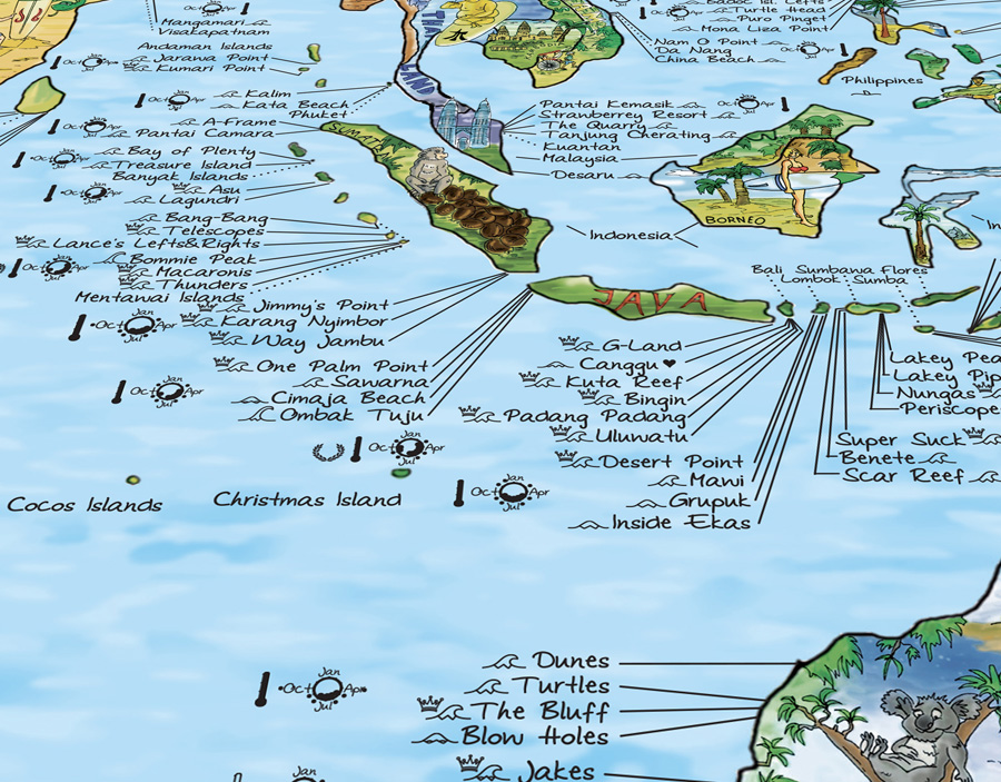Awesome Maps Surftrip Map Surfing Spots Of The World Wall Map